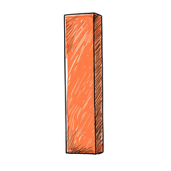 Orange block, vertical, sketch style