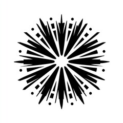 Obraz premium Abstract black and white symmetrical radiating pattern, like a stylized sunburst or flower