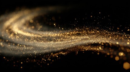 Abstract Golden Sparkles on Black Background, Elegant Design.