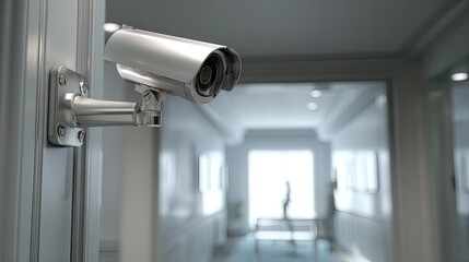 High-Quality Security Camera Monitoring a Modern Office Environment with Soft Lighting and Subtle Shadows