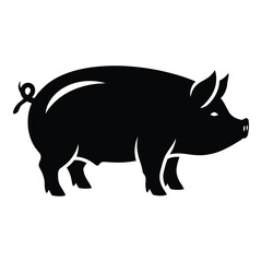 Simple black silhouette of a pig profile for farm animal and agriculture concepts