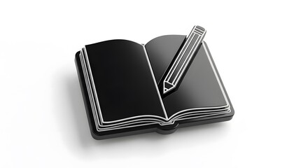 Open book with pencil icon symbolizing writing and education.