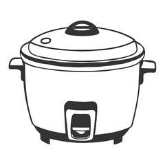 Modern Rice Cooker Isolated on White Background