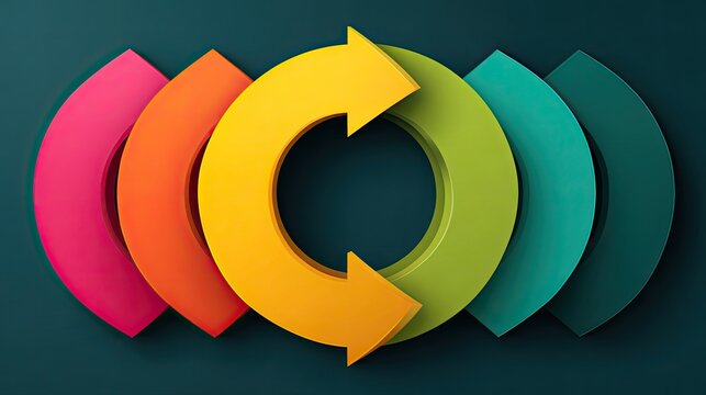 Vibrant Circular Arrows Representing Concepts of Renewal, Recycling, and Continuous Improvement in Modern Design
