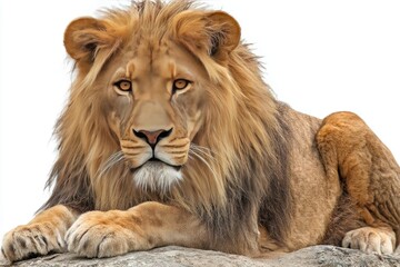 Obraz premium Close-up of a lion resting on a rock