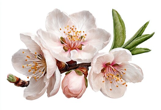 Delicate almond blossoms on branch