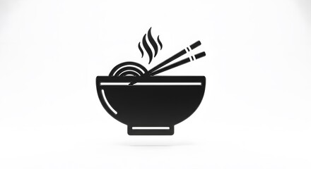 Steaming Bowl of Noodles with Chopsticks Icon.
