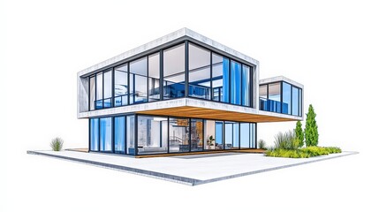 Modern duplex architecture second floor balcony with