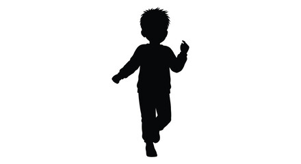 Silhouette of a young child playfully gesturing with one hand raised
