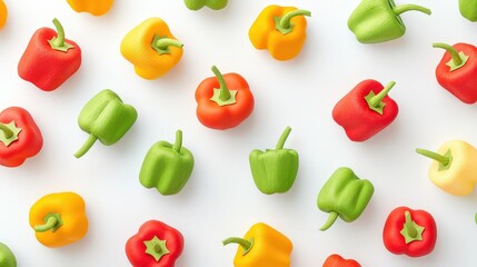 Minimalist flat lay of handcrafted paper bell peppers