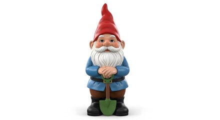 Charming Garden Gnome Figurine with Shovel.