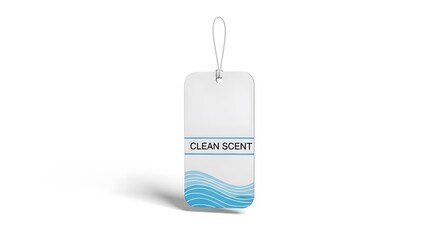 Clean Scent Car Air Freshener Mockup on White Background.