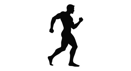 Silhouette of a muscular man running with a dynamic pose