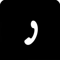 Single Black Square Icon with White Phone Icon Inside: Minimalist Contact Icon Design
