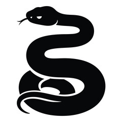 Fototapeta premium Silhouetted black serpent curled mysterious reptile symbol mystical creature art