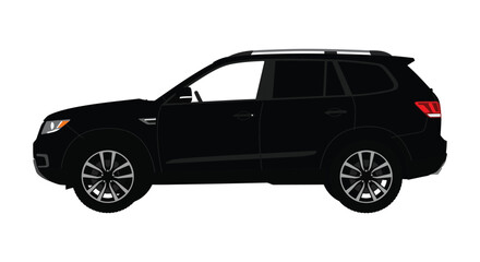 Black suv vehicle illustration isolated on a plain white background