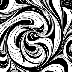 Fototapeta premium Abstract Black and White Swirling Pattern: High-Contrast, Organic, Fluid Lines