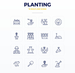 16 Bold Outline PIXEL Perfect Vectors for Planting Theme