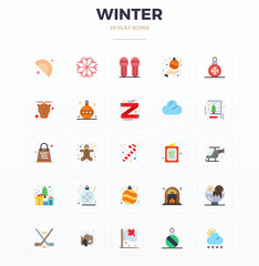 Winter Premium Vector Bundle with 25 128x128 PIXEL Perfect Flat Icons