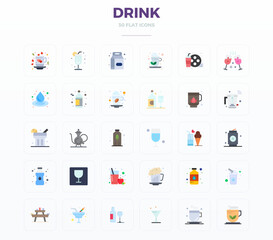 Drink Comprehensive Vector Bundle with 30 PIXEL Perfect Flat 128x128 Icons