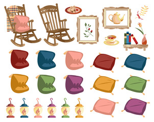 おうち時間を楽しむ、リラックスタイムのイラストセット/Illustration set for enjoying a relaxing time at home