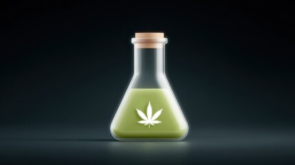 Futuristic cannabis cultivation reflected in a glowing lab flask showcasing innovative plant science techniques. National Medical Cannabis Week