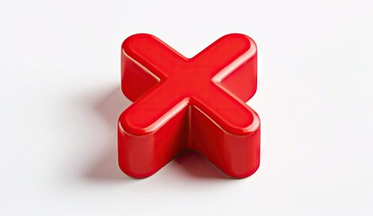 Obraz premium Red 3D X mark on white background