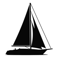 Silhouette of a majestic sailboat navigating the open waters under full sail
