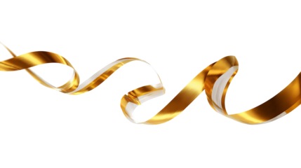 Gold ribbon swirls on black background