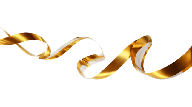 Gold ribbon swirls on black background