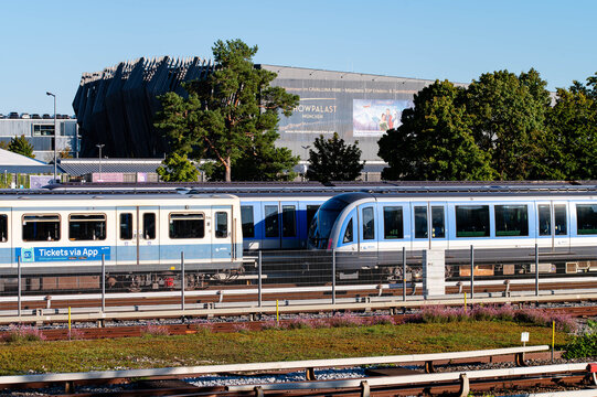 September 18th 2025 - Munich, Germany - MVG U-Bahn trains at Fr&ouml;ttmaning station, Munich