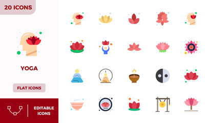 20 Flat Colorful PIXEL Perfect 128x128 Vector Icons from Yoga Suite
