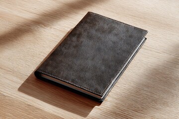 2026 embossed on a leather notebook cover placed on wooden desk