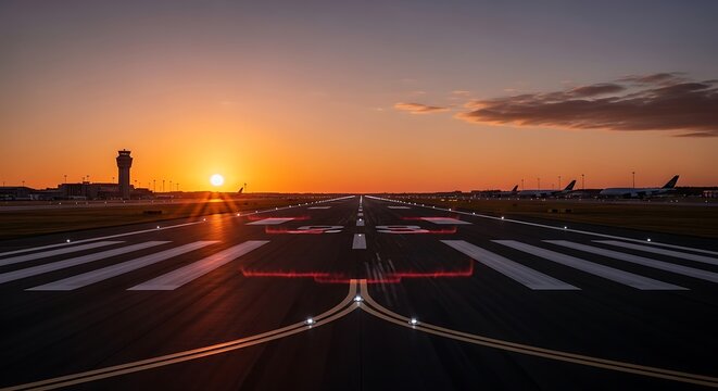 Airport Runway Sunset.