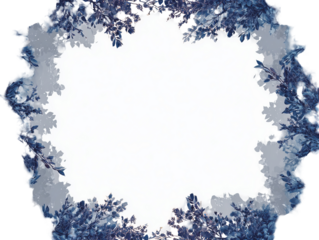 Floral frame, muted blue, empty center