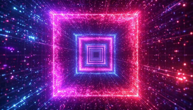 Abstract tunnel of glowing squares