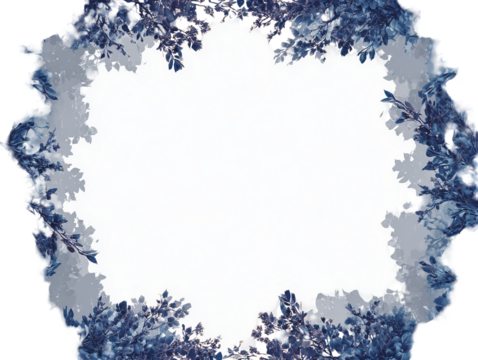 Floral frame, muted blue, empty center
