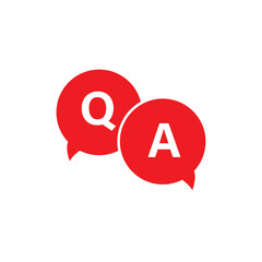 Questions and answers icon with speech bubble and q and a letters.