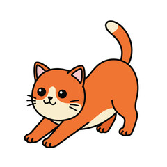Obraz premium Cute orange cat stretching paws forward, suitable for petrelated designs, greeting cards, social media posts, and childrens products.