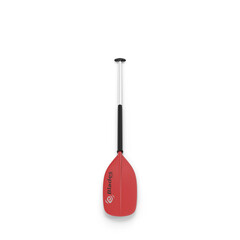 Red single canoe paddle equipment used for boating and rescue gear, Angled view