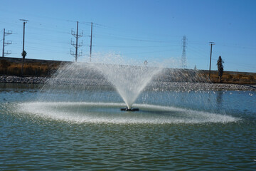Fountain in pond
