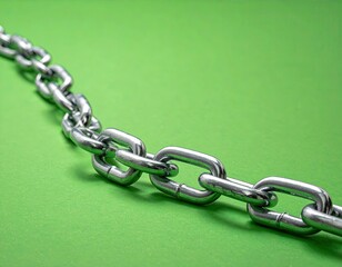 Fototapeta premium Steel Chain on Green Background.