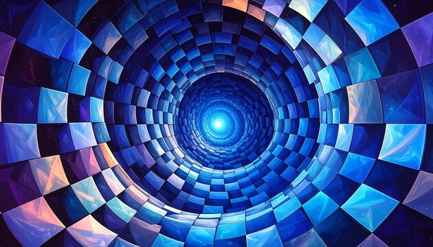 Abstract tunnel of shifting squares - Powered by Adobe