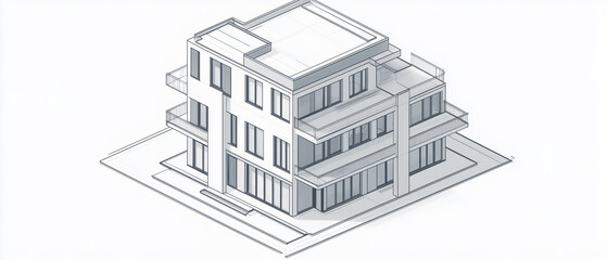 Detailed Isometric Construction Drawing: A clean isometric projection of the modern house