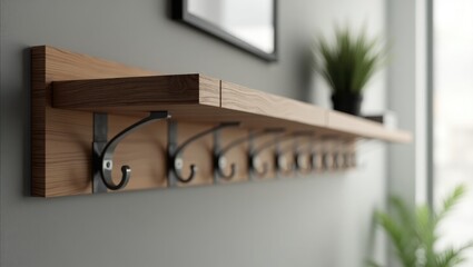 Wall shelf with hooks for multipurpose storage