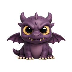 Obraz premium Cute 3D rendered purple baby dragon character, a charming fantasy creature with expressive big eyes, small wings, and horns, perfect for whimsical design projects