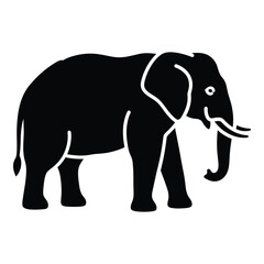 Silhouette of a majestic african elephant with tusks and trunk detailed