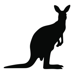 Silhouette of a kangaroo in profile standing tall and ready