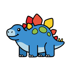Fototapeta premium Adorable cartoon blue Stegosaurus dinosaur with colorful plates.