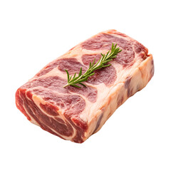 Raw beef steak with rosemary sprig on black background raw meat